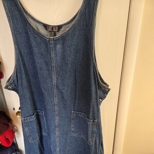 Denim Sleeveless Dress with Pockets 24W In Good Cond.